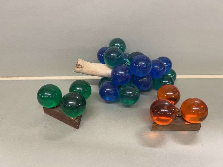 Glass Grape Cluster Sculpture & Individual Grape Spheres image