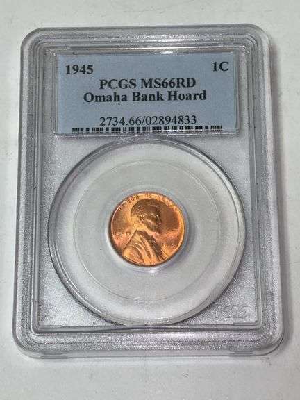 1945 PCGS MS66RD Omaha Bank Hoard Cent image