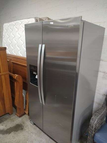 WHIRLPOOL STAINLESS SIDE X SIDE REFRIGERATOR WITH ICE AND WATER DISPENSER IN DOOR - 35.5X30.5X69.5 image