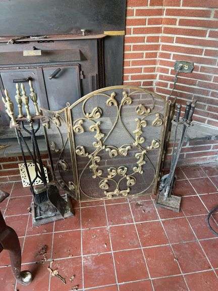Ornate Fireplace Screen and Tool Set image