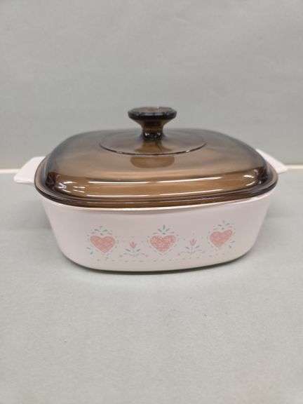 CorningWare Casserole Dish - Pink Hearts Design - 2 Liter image