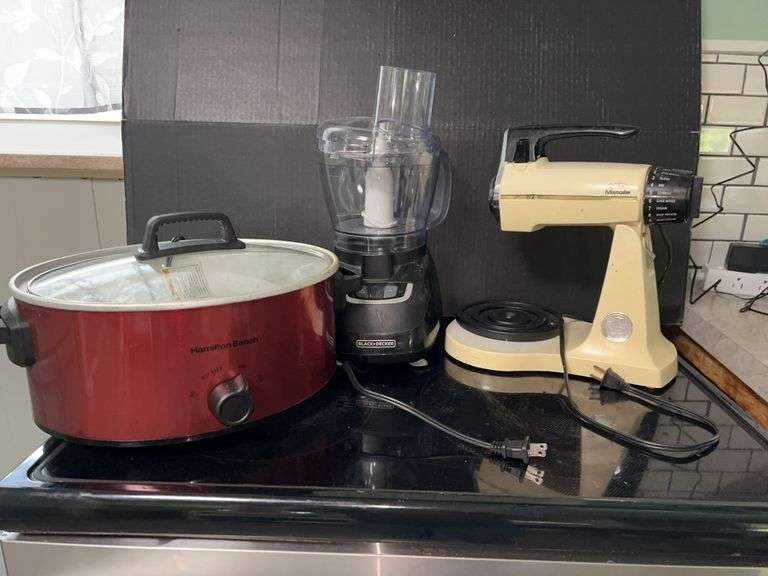 Hamilton Beach Crockpot, Black + Decker Food Processor, and Sunbeam Mixmaster image