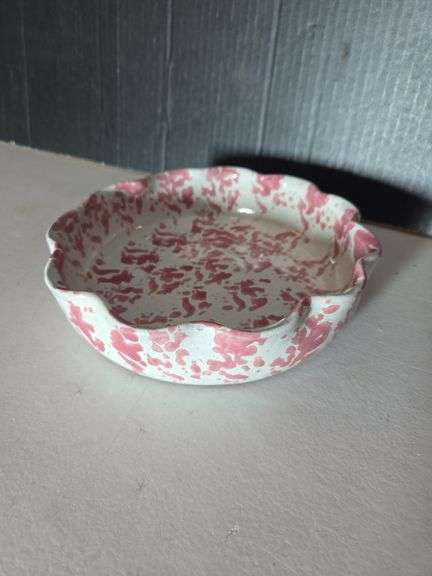 Pink Splatterware Pie Dish image