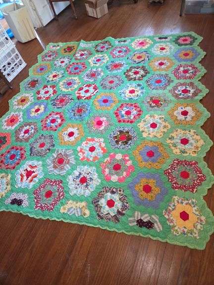 Handmade Floral Hexagon Quilt image