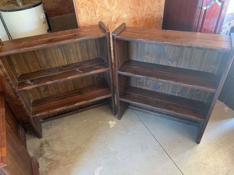 Pair of Wooden Bookcases with Three Shelves image