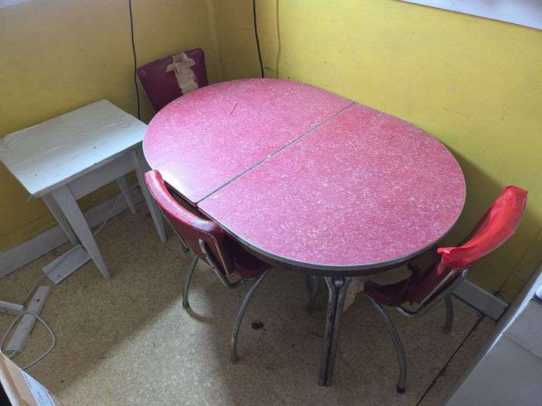 Retro Red Table with Chairs and Side Table image