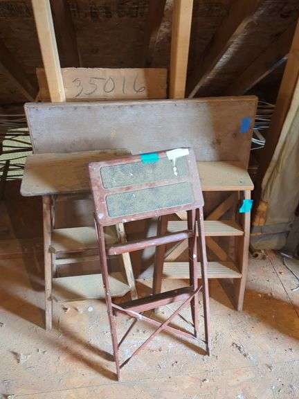 Wooden Desk and Step Stool image