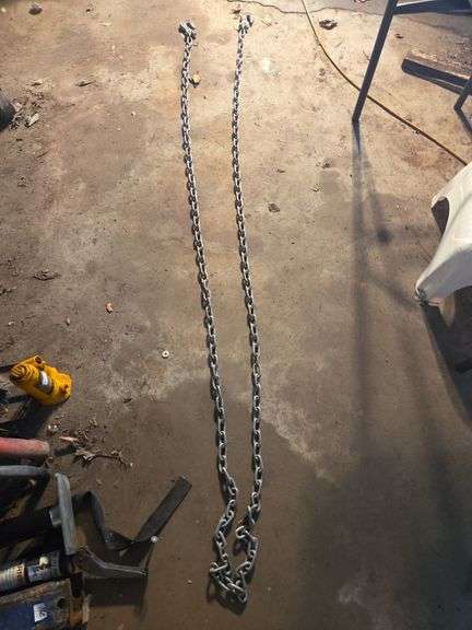 Pair of Heavy Duty Lifting Chains with Hooks - 3/8" WILF 3100LBS image