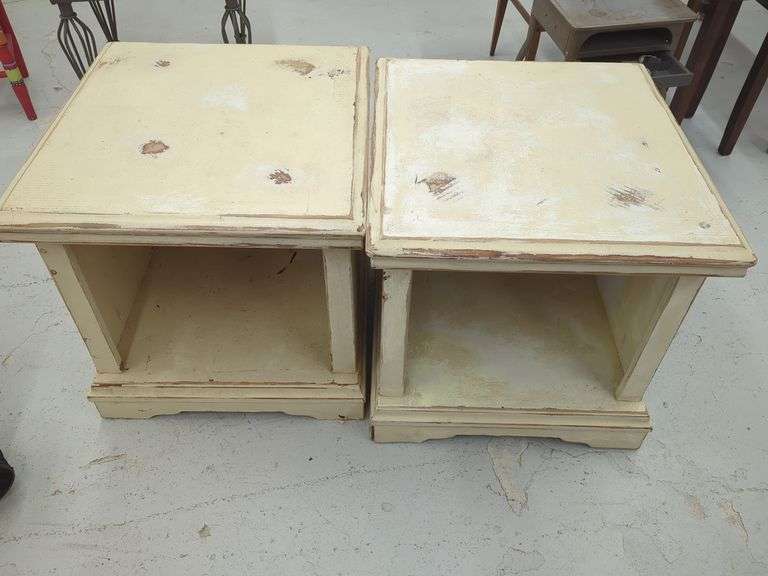Pair of Square Side Tables with Open Shelves image