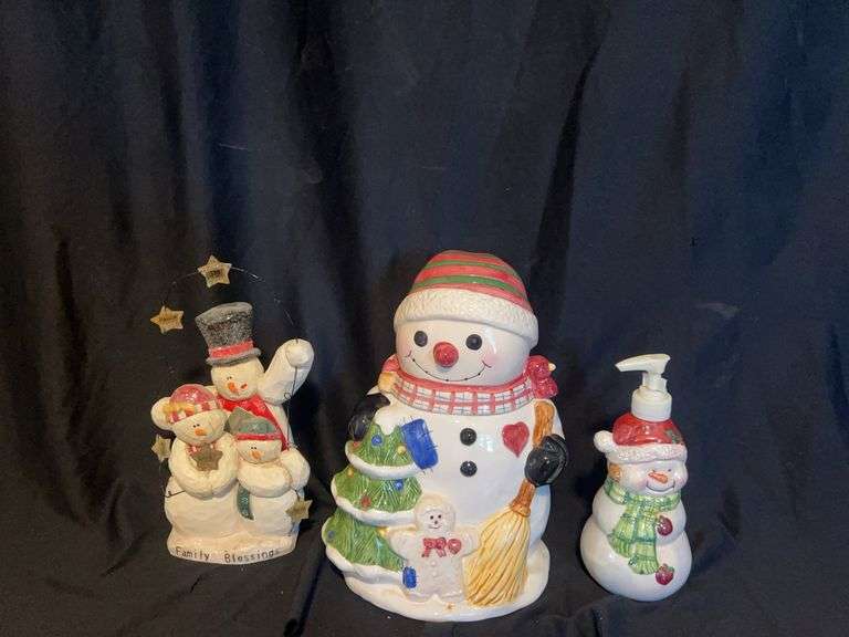 Collection of Snowman Figurines and Cookie Jar image