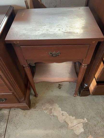 Wooden Bedside Table with Drawer and Shelf image