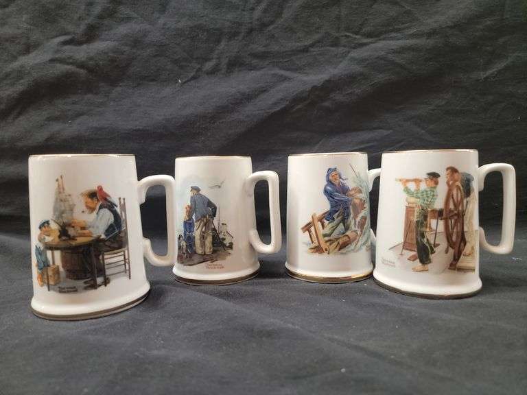 Set of 4 Norman Rockwell Museum Maritime Theme Mugs image