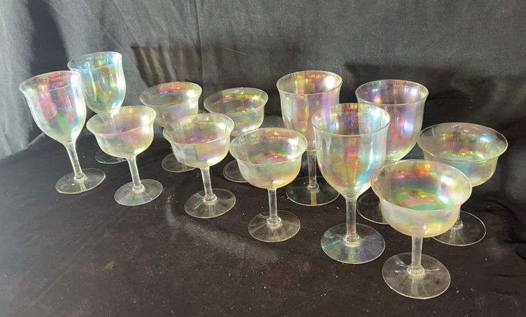 Set of Iridescent Stemmed Glassware image