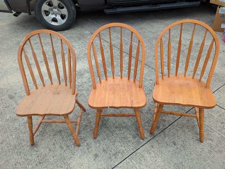 3 Wooden Spindle Back Chairs image