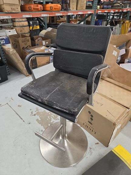Black Vinyl Upholstered Chair with Steel Base image