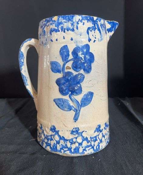 Blue Decorated Stoneware Pitcher image