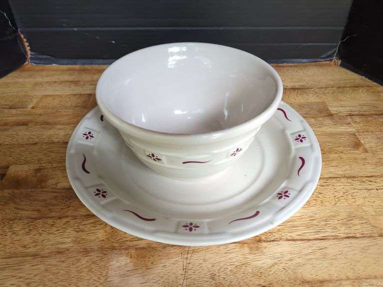 Longaberger Pottery Bowl and Plate Set