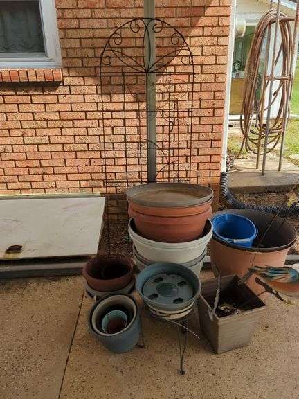 Assorted Garden Pots and Trellis image
