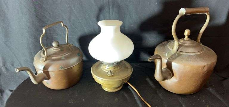 Metal Teapots and Lamp image