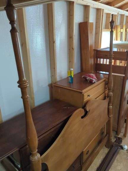 Wooden Bedroom Set with Four-Poster Bed Frame image