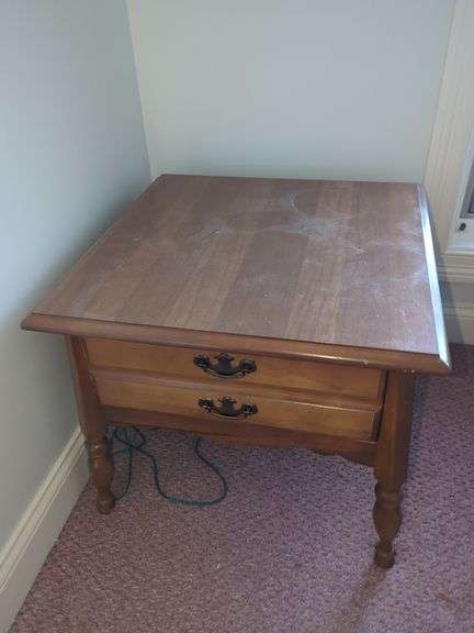Wood End Table with Drawers image