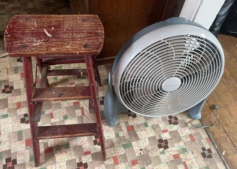 Step Stool and Box Fan image