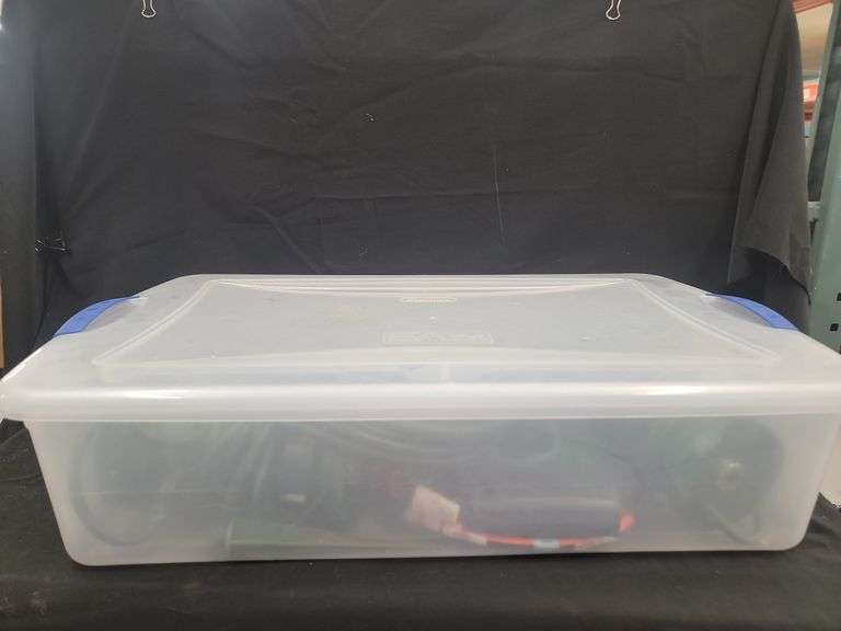 Plastic Tub of Various Extension Cords and Timers image