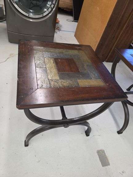 Square Accent Table with Stone Tile Inlay image