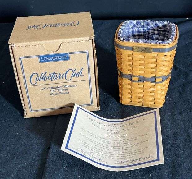 Longaberger J.W. Collection Miniature Waste Basket 1997 image