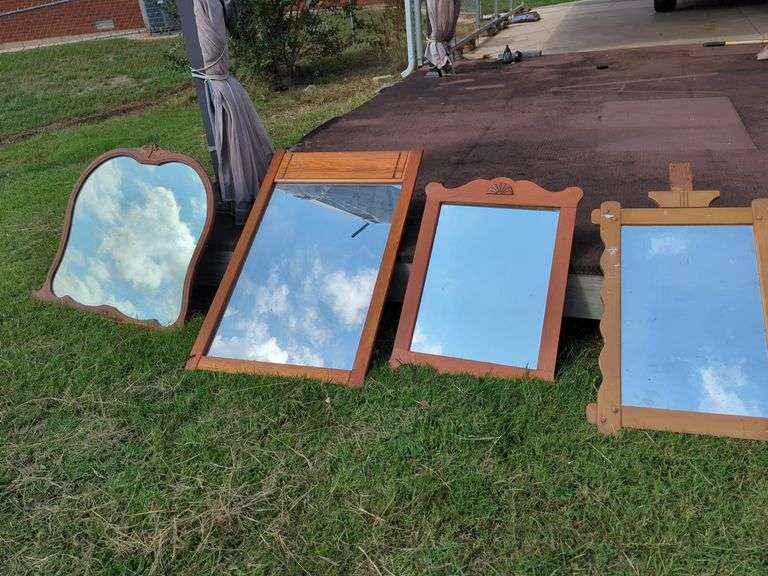 Four Wooden Framed Mirrors image