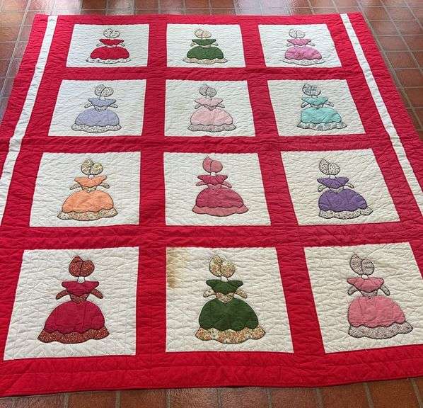 Red & White Girl Dress Applique Quilt image