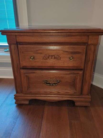 Wood Two-Drawer Nightstand image