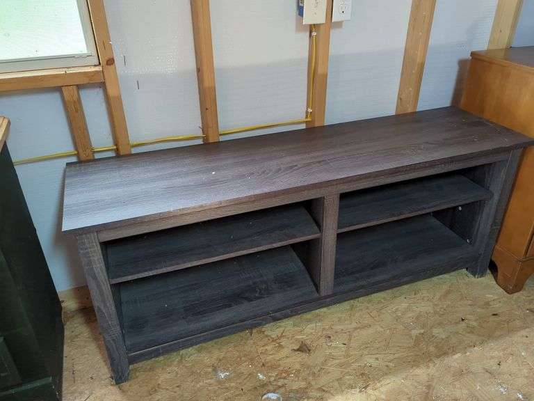 Wood Grain TV Stand with Shelves image