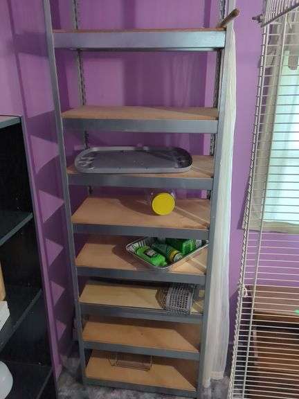 Metal Shelving Unit with Wood Shelves image