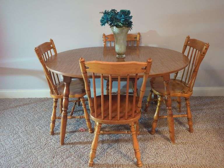 Wood Dining Table with Four Chairs image