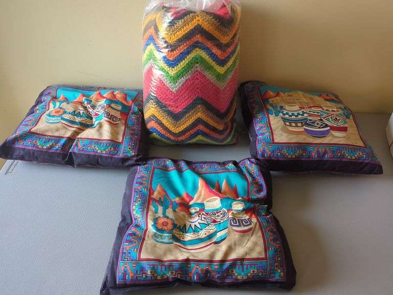 Handmade Chevron Throw and Pillow Set image