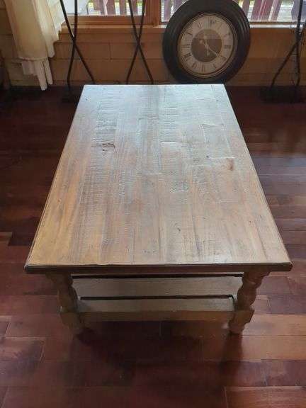 Wooden Coffee Table with Bottom Shelf