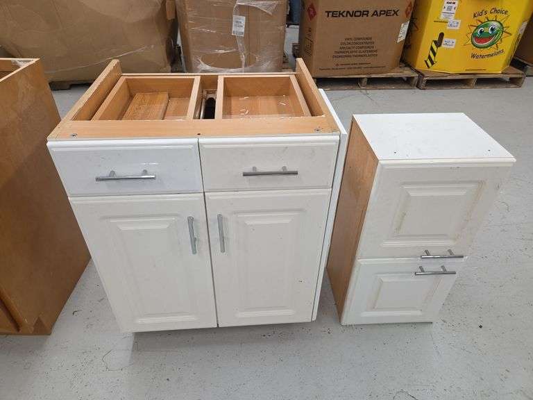 White Kitchen Cabinets with Drawers image