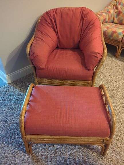 Rattan Chair with Ottoman image