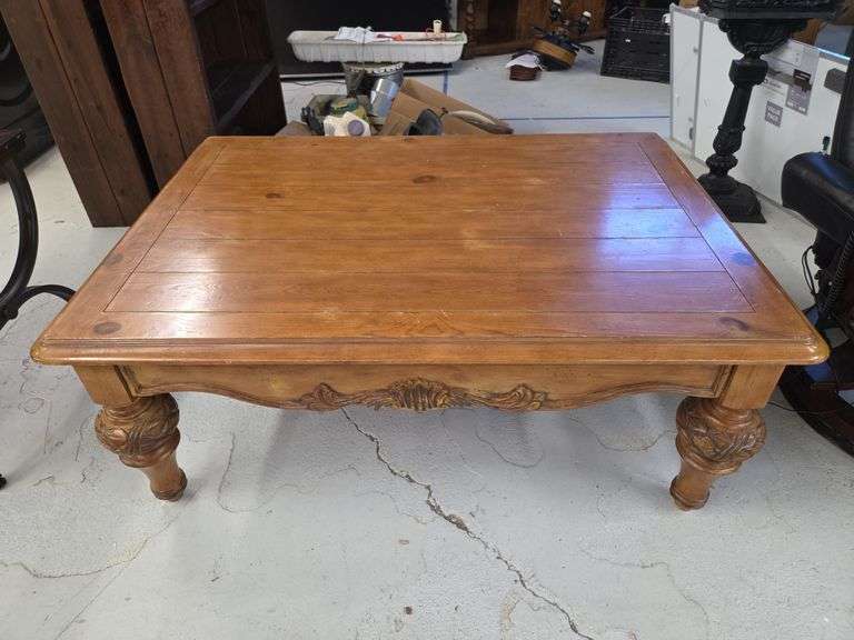 Wood Coffee Table with Carved Detail image