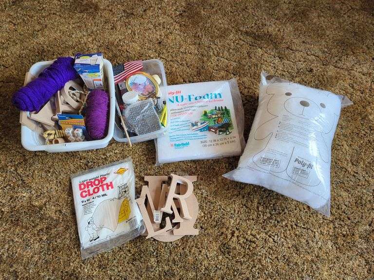 Craft Supplies with Poly-fil, Yarn, and More image