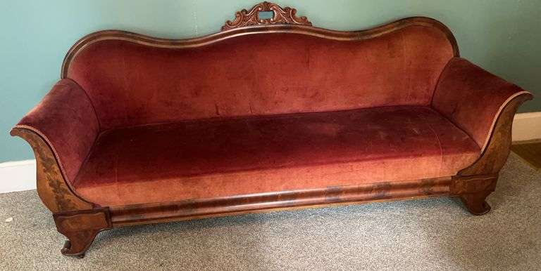 Red Velvet Upholstered Sofa image
