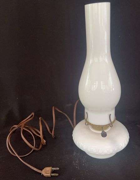 White Milk Glass Electric Lamp image