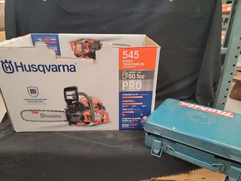 Husqvarna 545 Mark II Chainsaw & Makita Cordless Hammer Drill image