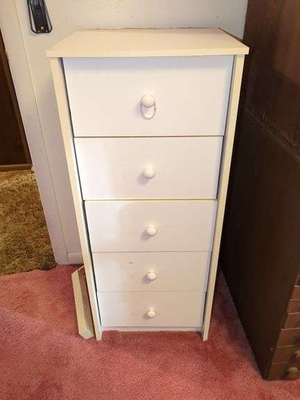 Tall White Dresser with Five Drawers image