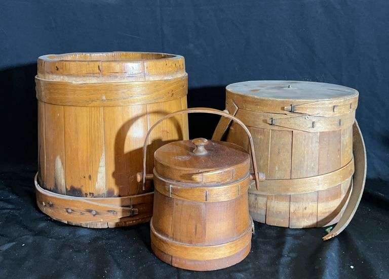 Set of 3 Wooden Buckets image