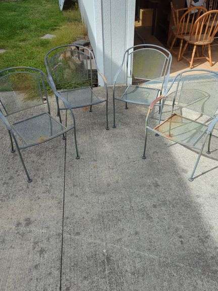 Four Metal Mesh Outdoor Chairs image