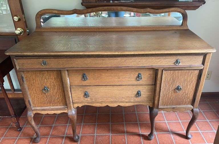 Wood Sideboard with Mirror image