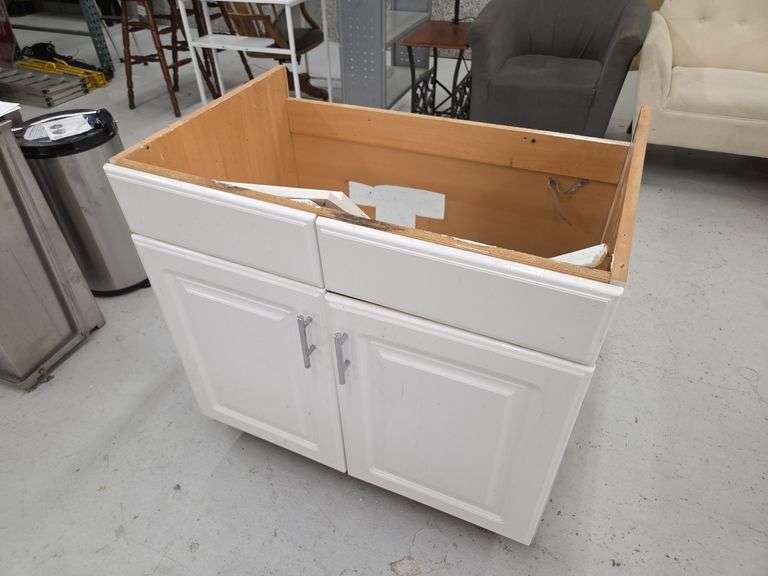 White Cabinet with Sink and Faucet image