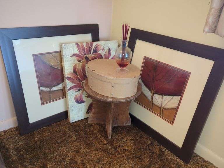 Framed Leaf Prints and Flower Painting image